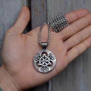 Silver Celtic Infinity Viking Mens  Necklace